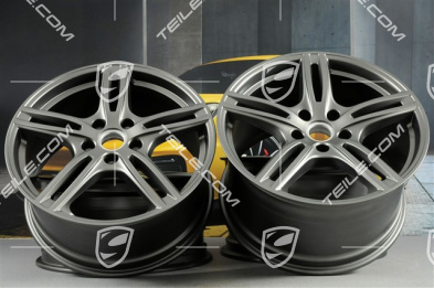 20" Komplet felg Panamera Turbo, 9,5J x 20 ET71 + 11,5J x 20 ET68, Platinum satynowy mat