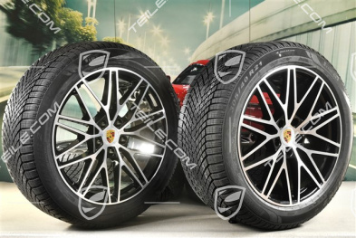 21" RS Spyder Design Winterräder Satz, Felgen 9,5J x 21 ET46 + 11,0J x 21 ET58 + NEUE Pirelli Winterreifen 285/45 R21 + 305/40 R21, mit RDK-Sensoren, schwarz hochglanz