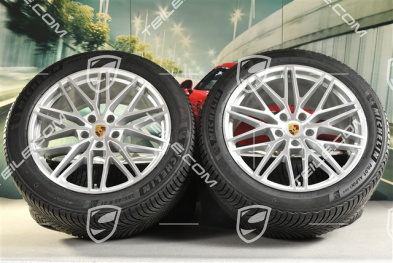 21" Cayenne "RS Spyder Design" Winterräder Satz, Felgen 9,5J x 21 ET46 + 11,0J x 21 ET49 + NEUE Michelin Pilot Alpin 5 SUV Winterreifen 285/45 R21 + 305/40 R21, mit RDK-Sensoren