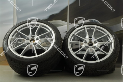 20" Carrera S (III) Winterräder Satz, Felgen 8,5J x 20 ET51 + 11J x 20 ET52 + Michelin Winterreifen 245/35 ZR20 + 295/30 ZR20 (DOT/Bj. 2014), mit RDK-Sensoren
