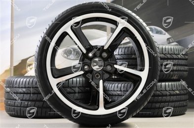 20-inch SportTechno summer wheel set, rims 8,5J x 20 ET57 + 10J x 20 ET50 + NEW summer tires Pirelli 235/35 R20 + 265/35 R20, in black, with TPM