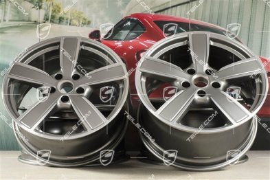20" Komplet felg Cayenne Sport Classic Komfort, 9J x 20 ET50 + 10,5J x 20 ET55, platynowy srebrny