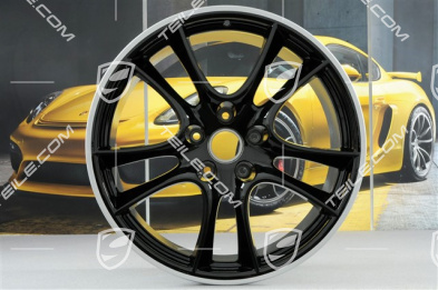 21" komplet felg Cayenne Sport / GTS, 10J x 21 ET50, gwiazda felgi czarna / rant srebrny