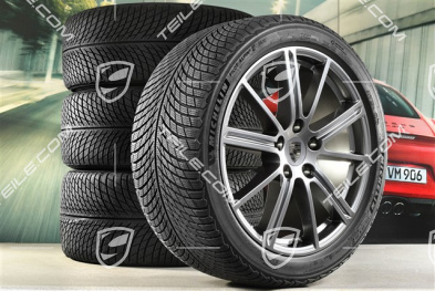 20" Panamera Turbo Koła zimowe, komplet, felgi 9,5J x 20 ET71 + 10,5J x 20 ET71 + NOWE opony zimowe Michelin Pilot Alpin 5 275/40 R20 + 315/35 R20, Adamantium