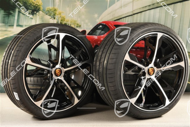 21" Cross Turismo Design summer wheel set, rims 9,5J x 21 ET60 + 11,5J x 21 ET66 + NEW Goodyear summer tyres 265/35 R21 + 305/30 R21, black high gloss + glossy surface