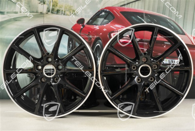 20" komplet felg Cayenne Design, 10,5J x 20 ET64 + 9J x 20 ET50, Exclusiv, czarne ramiona