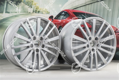 20" Komplet felg Panamera Design, 9,5J x 20 ET71 + 11,5J x 20 ET68, srebrny Brilliant chrome