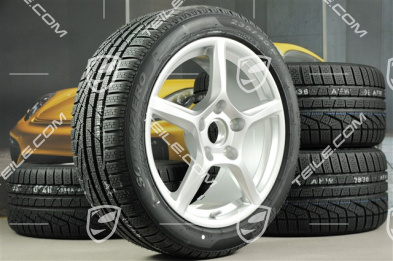 18" Boxster winter wheels set, rims 8J x 18 ET57 + 9,5J x 18 ET49, Pirelli Sottozero II winter tires 235/45 R18 + 265/45 R18