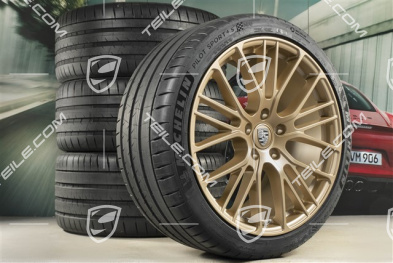 21-inch Panamera Exclusive Design Sport summer wheel set, wheel rims 9,5J x 21 ET71 + 11,5J x 21 ET69 + Michelin summer tyres 275/35 R21 + 315/30 R21, with TPMS, Aurum satin matt
