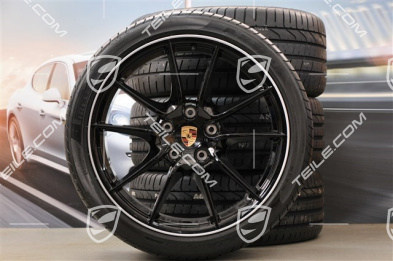 20" Carrera S (III) Sommerräder Satz, 8J x 20 ET57 + 9,5J x 20 ET45 + NEUE Pirelli Reifen 235/35 ZR20 + 265/35 ZR20, Felgenstern in Schwarz (Hochglanz), mit RDK-Sensoren