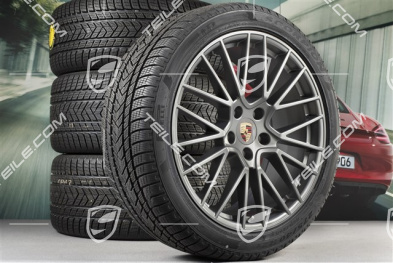 21-inch Cayenne RS Spyder winter wheel set, rims 9,5J x 21 ET46 + 11,0J x 21 ET58 + Pirelli winter tyres 275/40 R21 + 305/35 R21, with TPMS, Platinum satin matt