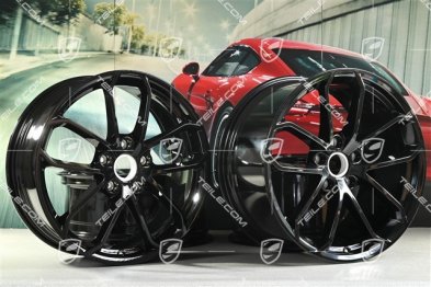 20" Komplet felg SPYDER, 8,5J x 20 ET57 + 10,5J x 20 ET47, czarny wysoki połysk
