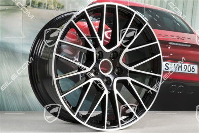 21" Komplet felg Cayenne RS Spyder, 11J x 21 ET58 + 9,5J x 21 ET46, czarny wysoki połysk