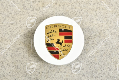 Radzierdeckel, konkav, farbiges Wappen, Weiss