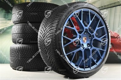 20"+21" RS Spyder Design, koła zimowe, komplet, felgi 8,5J x 20 ET50 + 11J x 21 ET82 + opony zimowe Michelin 245/35 R20 + 305/30 R21, z czujnikami ciśnienia, niebieskie - Indigo Blue