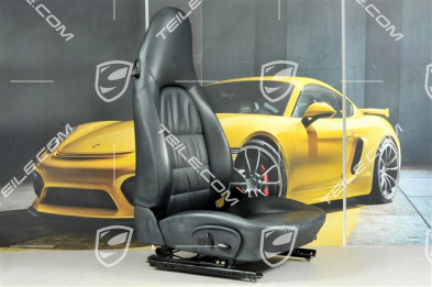 Seat, el adjustable, leather, Metropole blue, Draped, Porsche crest, R