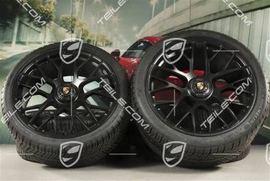 20" Turbo S central locking winter wheel set for Turbo S / GTS, wheels 8,5J x 20 ET51 + 11J x 20 ET59 + NEW Michelin Pilot Alpin PA4 N1 winter wheels 245/35 R20+295/30 R20, TPMS, black satin mat