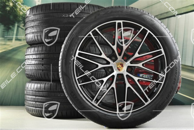 21" koła letnie Cayenne Coupe RS Spyder Design, komplet, felgi 9,5J x 21 ET46 + 11,0J x 21 ET49 + opony letnie Pirelli P Zero 285/45 R21 + 315/40 R21, z czujnikami ciśnienia, czarny wysoki połysk