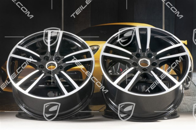 21" Felgensatz Cayenne Turbo, 11J x 21 ET58 + 9,5J x 21 ET46, schwarz hochglanz