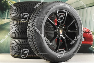 20-inch Cayenne Design winter wheel set, rims 9J x 20 ET50 + 10,5J x 20 ET64 + Hankook winter tyres 255/55 R20 + 295/45 R20, with TPMS, black high gloss