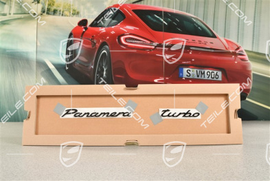 Schriftzug / Abzeichen / Emblem Aufkleber Panamera Turbo, Hochglanz Schwarz