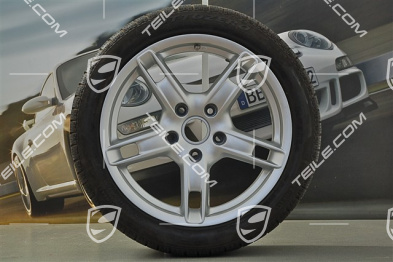 18-inch Boxster S winter wheel set (with tyres), front wheels 8J x 18 ET57 + rear 9J x 18 ET43 + NEW winter tyres 235/40 R18 + 255/40 R18