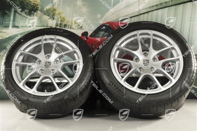 18" Cayman III koła letnie, komplet, felgi 8J x 18 ET57 + 9J x 18 ET47 + NOWE opony letnie Pirelli P Zero 235/45 R18 + 265/45 R18