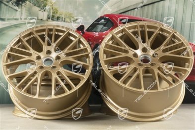 21" Komplet felg Panamera Exclusive Design Sport, 9,5J x 21 ET71 + 11,5J x 21 ET69, Aurum satynowy półmat