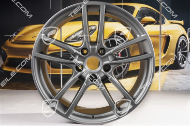 20-inch Cayenne Sport wheel rim set, 10,5J x 20 ET64 + 9J x 20 ET50, Platinum satin-mat