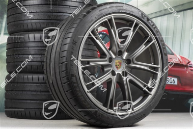 21-inch Panamera Exclusive Design summer wheel set, rims 9,5J x 21 ET71 + 11,5J x 21 ET69 + NEW Michelin summer tires 275/35 ZR21 + 325/30 ZR21, Platinum, with TPM