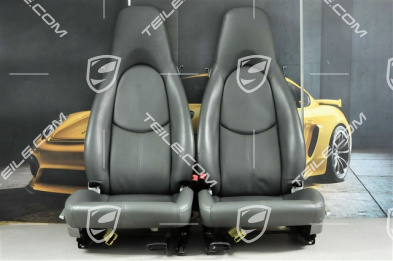 Seats, manual adjustable, leather, Stone grey, set (L+R)