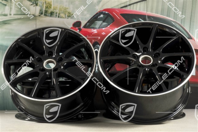 20" komplet felg Cayenne Design, 10,5J x 20 ET64 + 9J x 20 ET50, Exclusiv, czarne ramiona