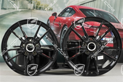 19+20" wheel rim set Carrera, rims: front 8,5J x 19 ET52 + rear 11J x 20 ET66, black high gloss