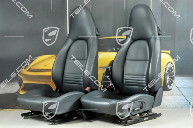 Seats, manual adjustable, leather, Metropole blue, set (L+R)