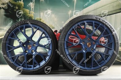 20"+21" RS Spyder Design, koła zimowe, komplet, felgi 8,5J x 20 ET50 + 11J x 21 ET82 + opony zimowe Michelin 245/35 R20 + 305/30 R21, z czujnikami ciśnienia, niebieskie - Indigo Blue