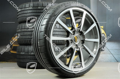 20" Sommerräder Satz, Carrera Classic, Felgen 8J x 20 ET57 + 9,5J x 20 ET45 + Pirelli PZero Sommerreifen 235/35 ZR20 + 265/35ZR20, mit RDK-Sensoren
