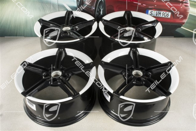 21" Felgensatz Mission E Design, 9,5J x 21 ET60 + 11,5J x 21 ET66, schwarz hochglanz/Carreraweiss metallic