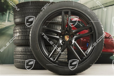 20-inch Turbo summer wheels set, rims 9J x 20 ET26 + 10J x 20 ET19 + Pirelli summer tyres 265/45 R20 + 295/40 R20, Black satin mat, with TPMS