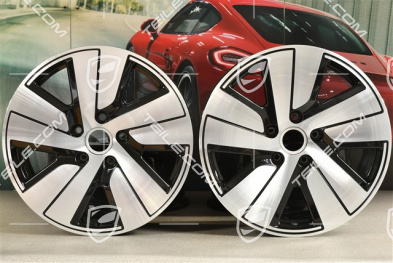 19-inch Taycan S wheel rim set, 8J x 19 ET50 + 10J x 19 ET47, black high gloss + glossy Surface