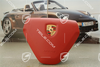 Airbag, 3-spoke, leather, "Carrera" red