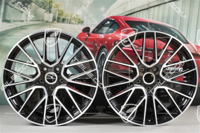 21" Komplet felg Cayenne RS Spyder, 11J x 21 ET58 + 9,5J x 21 ET46, czarny wysoki połysk
