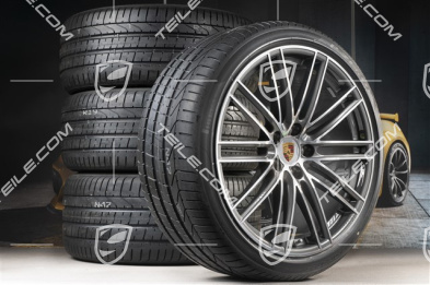 22-inch summer wheel set 911 Turbo IV Design, rims 10J x 22 ET48 + 11,5J x 22 ET61 + Pirelli summer tyres 285/35 ZR22 + 315/30 ZR22, with TPM
