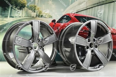 20" Komplet felg Carrera Sport, 8,5J x 20 ET57 + 10,5J x 20 ET51, Boxster T / Cayman T, titanium