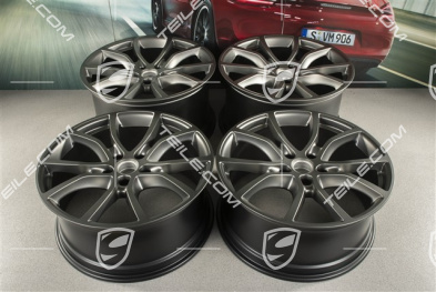 21" Komplet felg Cayenne Exclusive Design, 11J x 21 ET49 + 9,5J x 21 ET46, do Cayenne Coupé, Platinum satynowy półmat