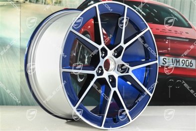 20+21-inch Carrera S wheel rim set, 8,5J x20 ET50 + 11,5J x 21 ET79, Gentian Blue Metallic