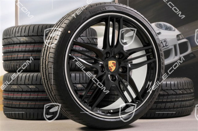 20" Komplet kół letnich SportDesign, Exclusive - czarny wysoki połysk, 8,5J x 20 ET51 + 11J x 20 ET70, NOWE opony letnie Pirelli 245/35 R20 + 295/30 R20