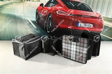 Foldable Luggage compartment box, 30 x 27,5 x 50, Turbo 50 Tartan fabric pattern incl. Bottle insert + Cooler bag