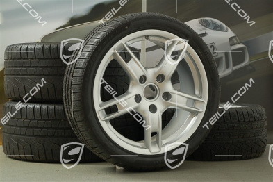 18-inch Boxster S winter wheel set (with tyres), front wheels 8J x 18 ET57 + rear 9J x 18 ET43 + NEW winter tyres 235/40 R18 + 255/40 R18