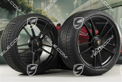 20"+21" GTS komplet kół zimowoch "Turbo S", felgi centralnie mocowane 8,5J x 20 ET50 + 11J x 21 ET66 + opony zimowe Continental 245/35 R20 + 295/30 R21, czarny satynowy półmat