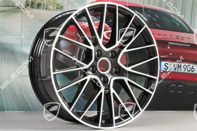 21-inch wheel rim set Cayenne RS Spyder, 11J x 21 ET49 + 9,5J x 21 ET46, for Cayenne Coupé, black high gloss
